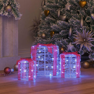 Dekor av Gåva Box 3 pcs Blå 20 x 20 x 21 cm Akryl