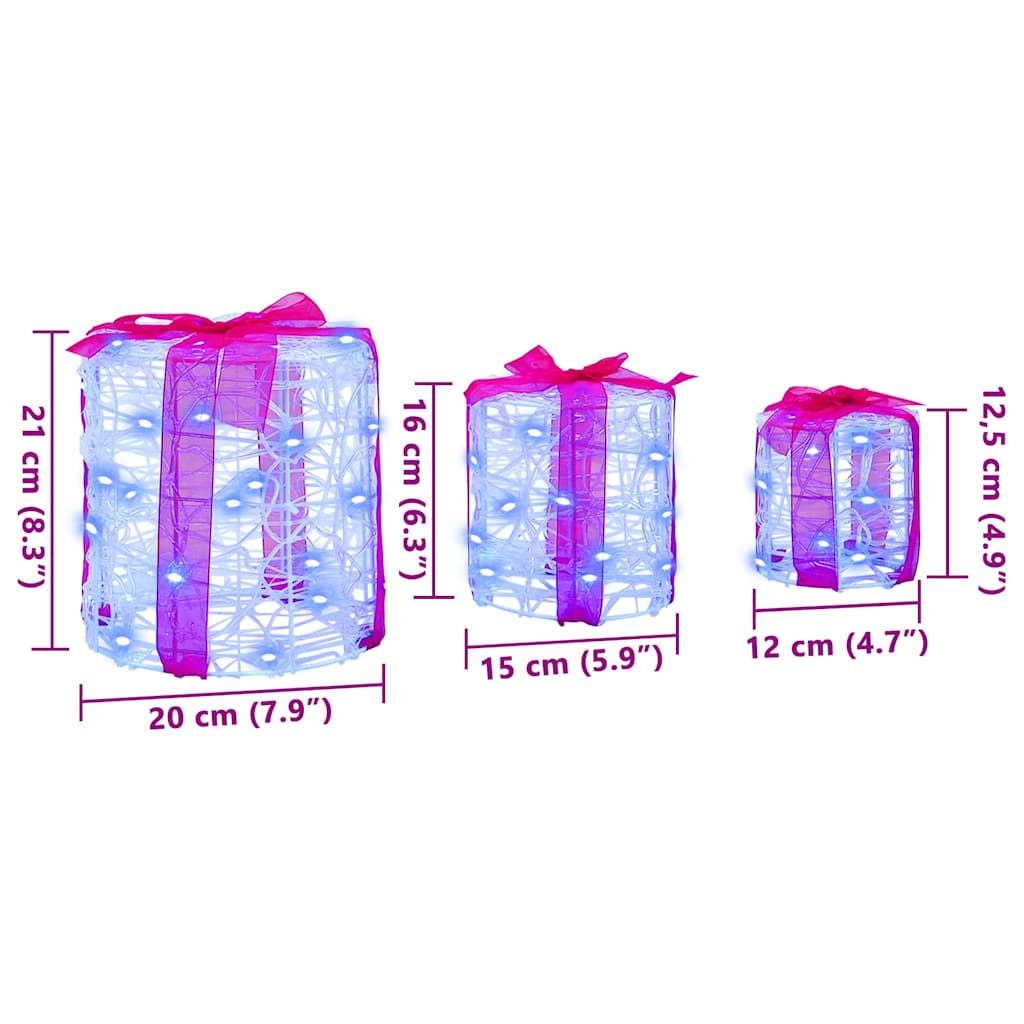 Dekor av Gåva Box 3 pcs Blå 20 x 20 x 21 cm Akryl