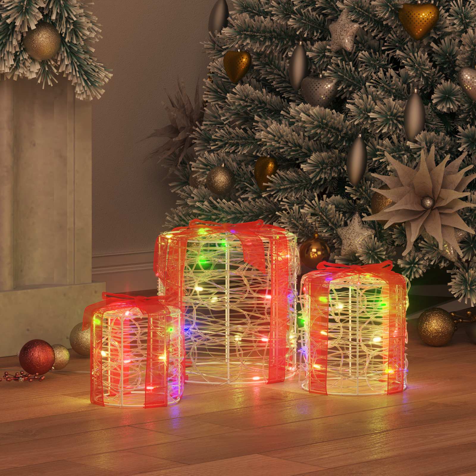 Dekor av Gåva Box 3 pcs färgstark 20 x 20 x 21 cm Akryl