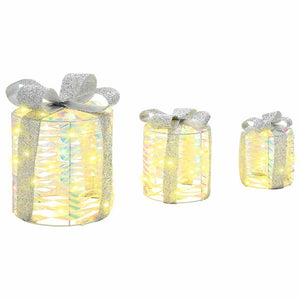 Dekoration för Presentlåda 3 pcs Varmvit 20 x 20 x 20 cm PET