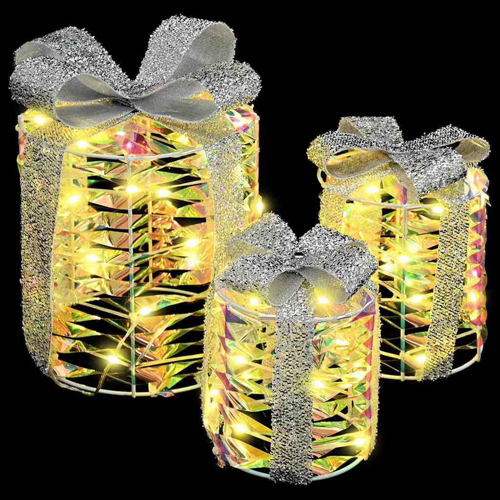 Dekoration för Presentlåda 3 pcs Varmvit 20 x 20 x 20 cm PET