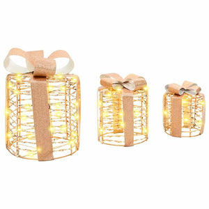 Dekoration för Presentlåda 3 pcs Varmvit 20 x 20 x 20 cm PET