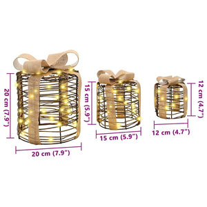 Dekoration för Presentlåda 3 pcs Varmvit Rotting