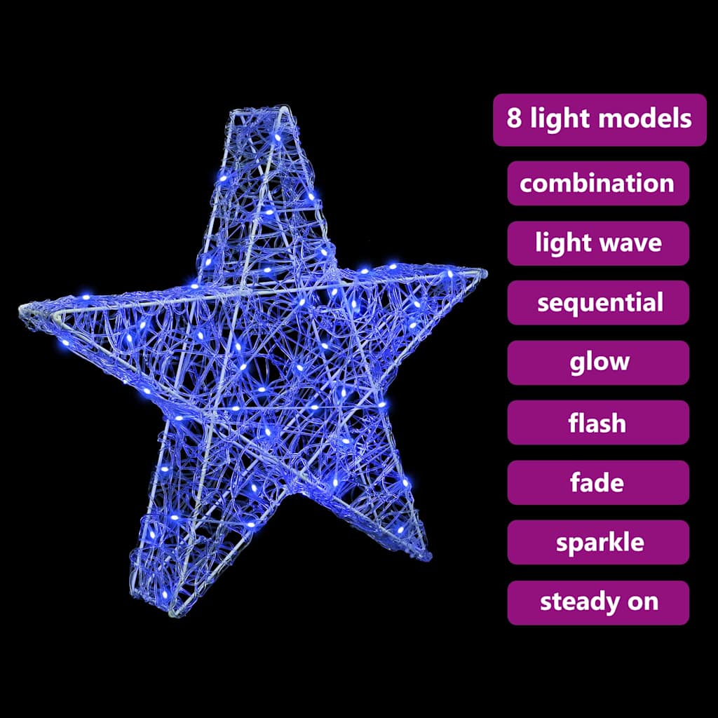 3D Stjärna med 50 LED-lampor Blå 55 x 53.5 x 10 cm Akryl