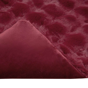 Faux Kaninpäls Filt 4 pcs Bordeaux Röd 220 x 240 cm Polyester