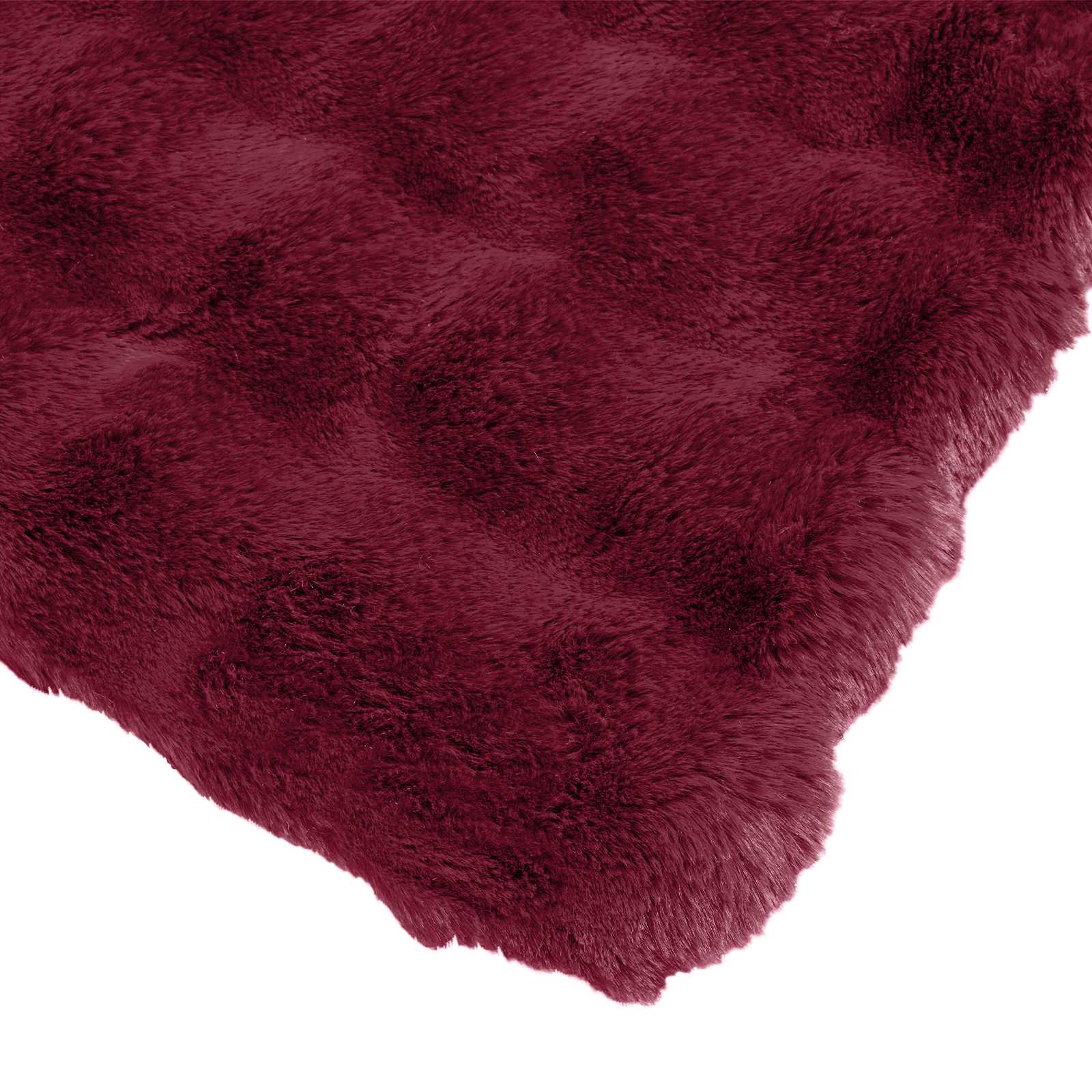 Faux Kaninpäls Filt 4 pcs Bordeaux Röd 240 x 270 cm Polyester