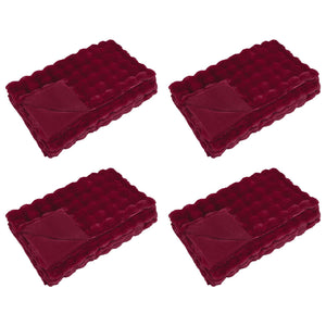 Faux Kaninpäls Filt 4 pcs Bordeaux Röd 240 x 270 cm Polyester