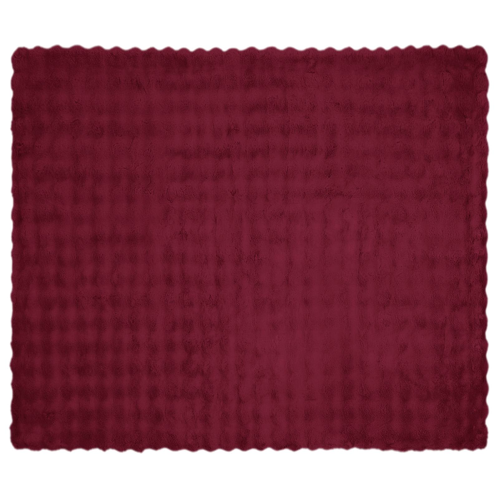 Faux Kaninpäls Filt 4 pcs Bordeaux Röd 240 x 270 cm Polyester