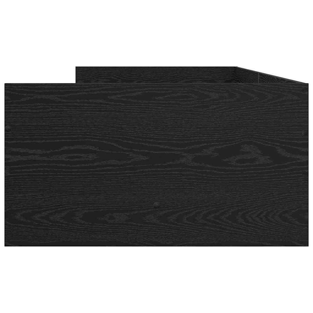 Sängram med låda med lagring Svart Ek 100 x 200 cm Massiv furu