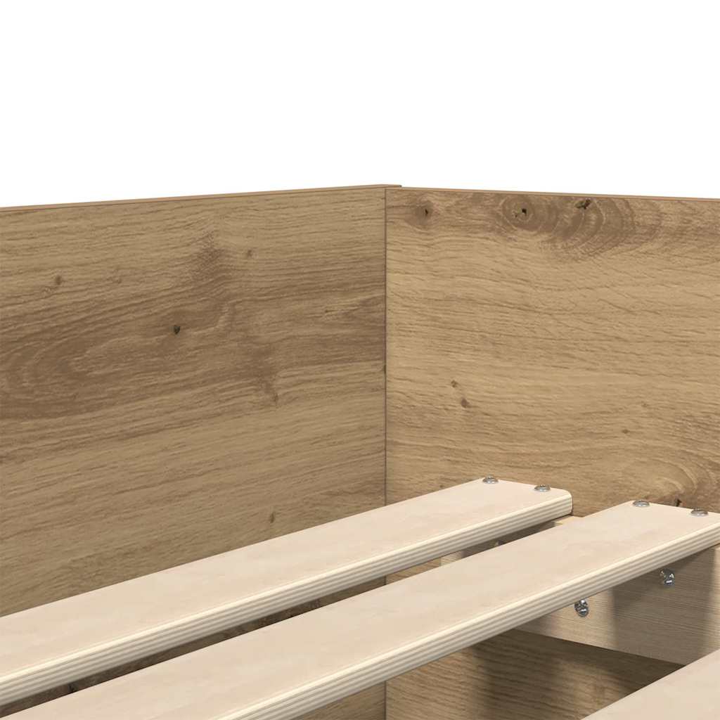 Sängram med låda med lagring Artisan Ek 90 x 190 cm Massiv furu