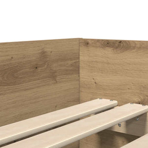 Sängram med låda med lagring Artisan Ek 90 x 190 cm Massiv furu