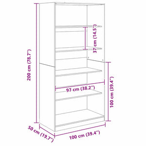 Garderob med hylla Svart Ek 100 x 50 x 200 cm Konstruerat trä