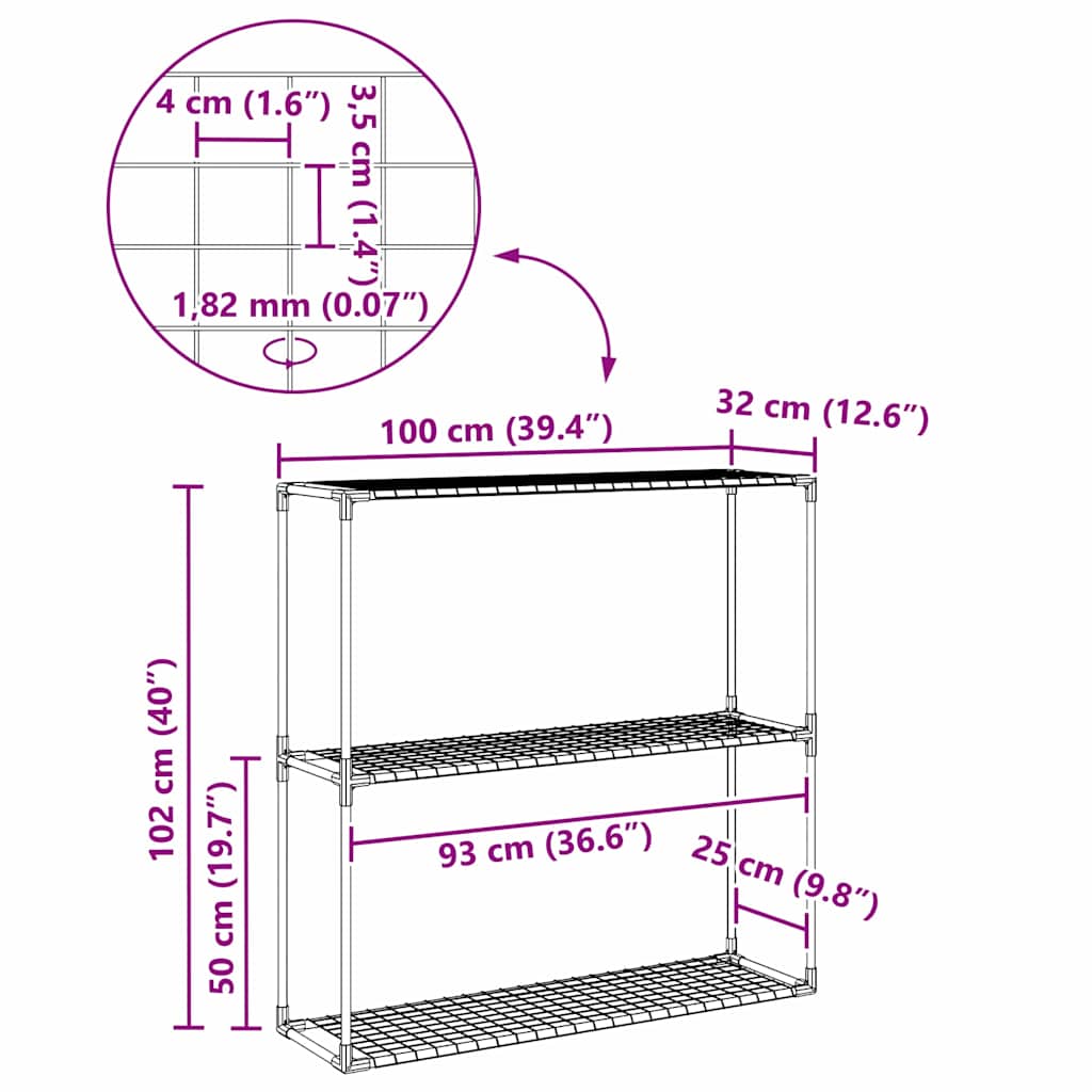 3-Tier växtställ med lagring Svart 100 x 32 x 102 cm Stål