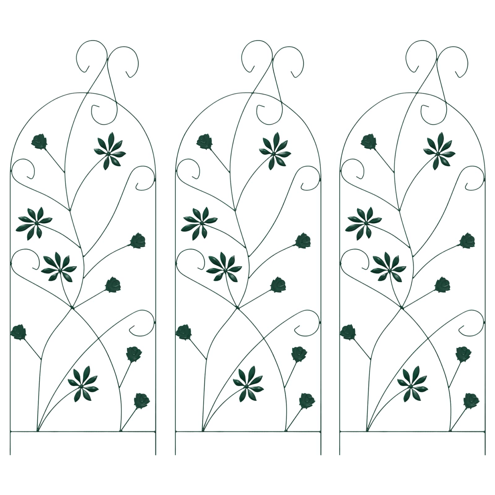 Trädgårdsstängsel 3 st Grön 112 x 39,5 cm Stål