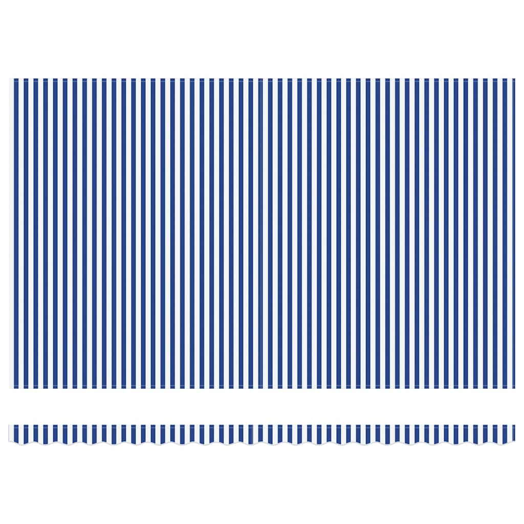 Utfällbar markis med LED -remsljus Blå och Vit 450 × 300 cm