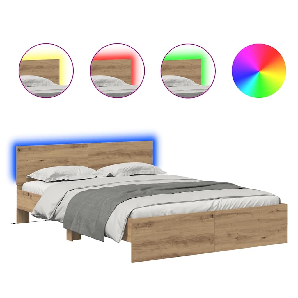 Sängram med huvudgavel Artisan Ek 135 x 190 cm Konstruerat trä