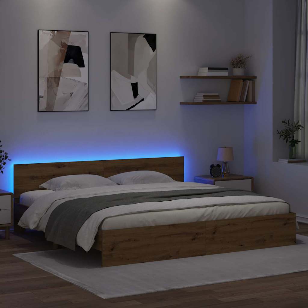 Sängram med huvudgavel Artisan Ek 180 x 200 cm Konstruerat trä