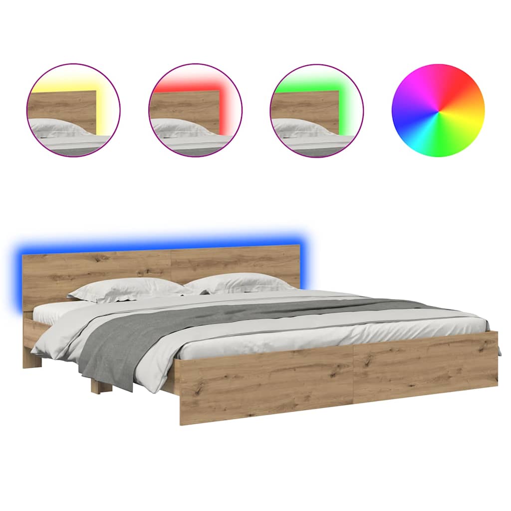 Sängram med huvudgavel Artisan Ek 180 x 200 cm Konstruerat trä