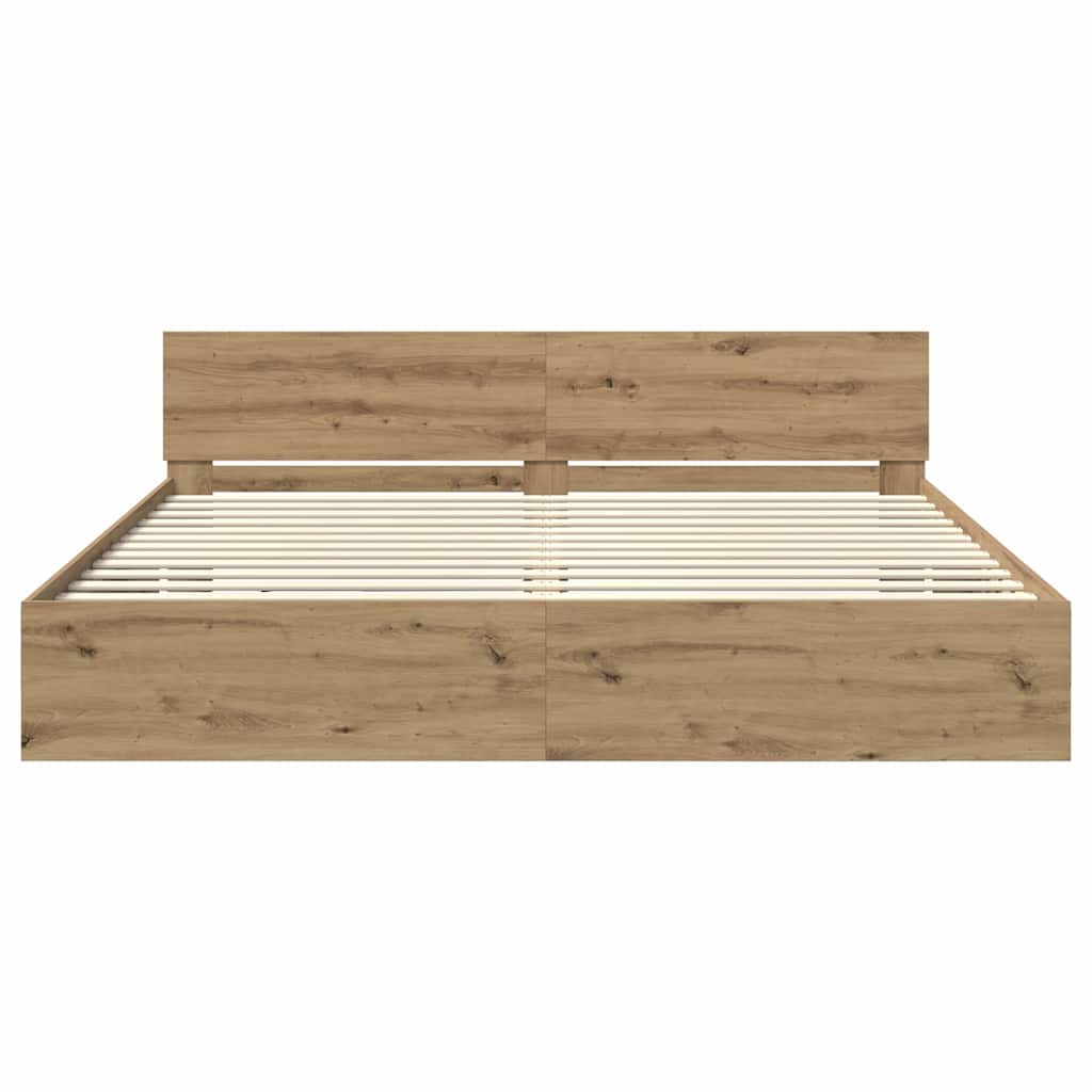 Sängram med huvudgavel Artisan Ek 200 x 200 cm Konstruerat trä