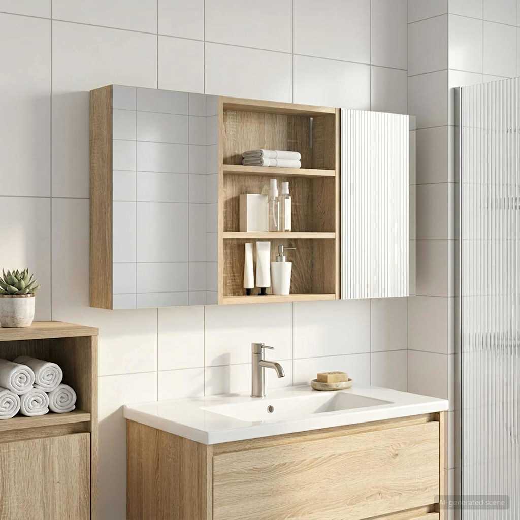 Badrumsskåpsset 3 st 100 x 10,5 x 50 cm Konstruerat trä