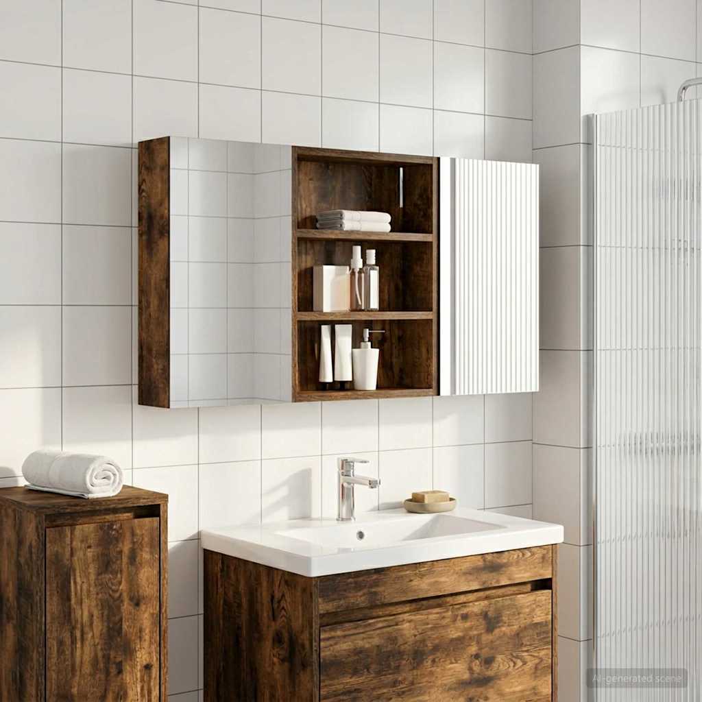 Badrumsskåpsset 3 st 100 x 10,5 x 50 cm Konstruerat trä