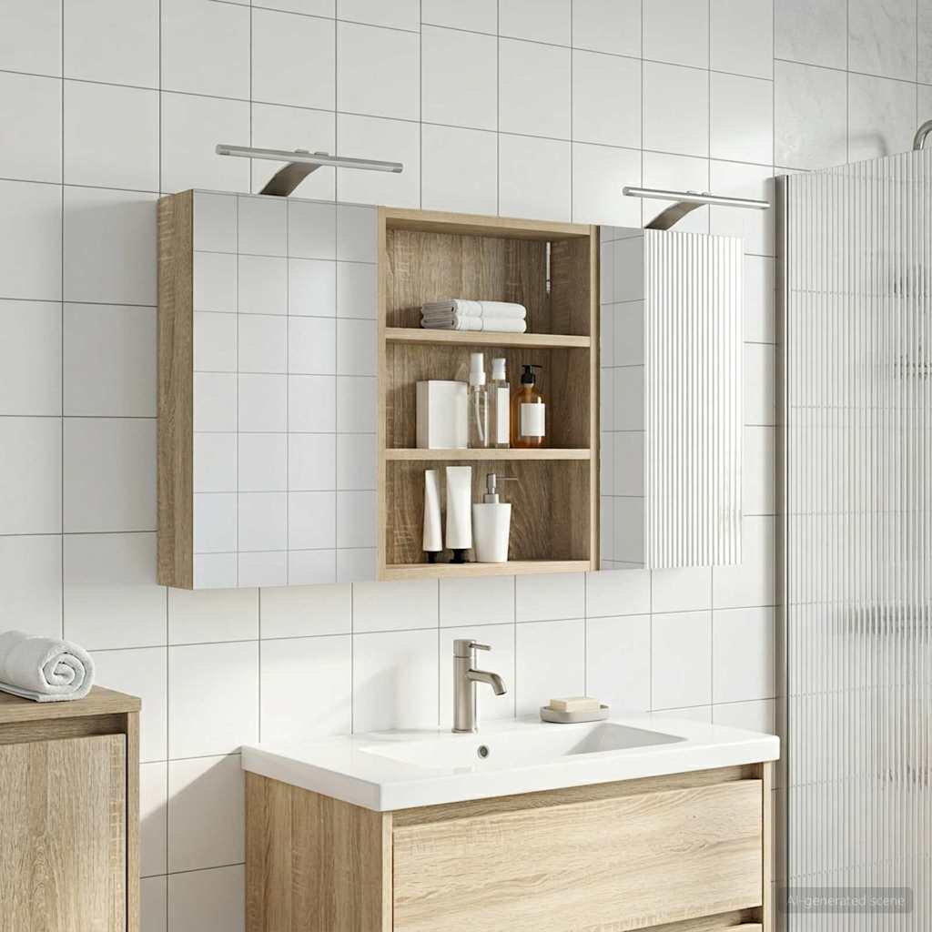 Badrumsskåpsset 3 st 100 x 10,5 x 50 cm Konstruerat trä