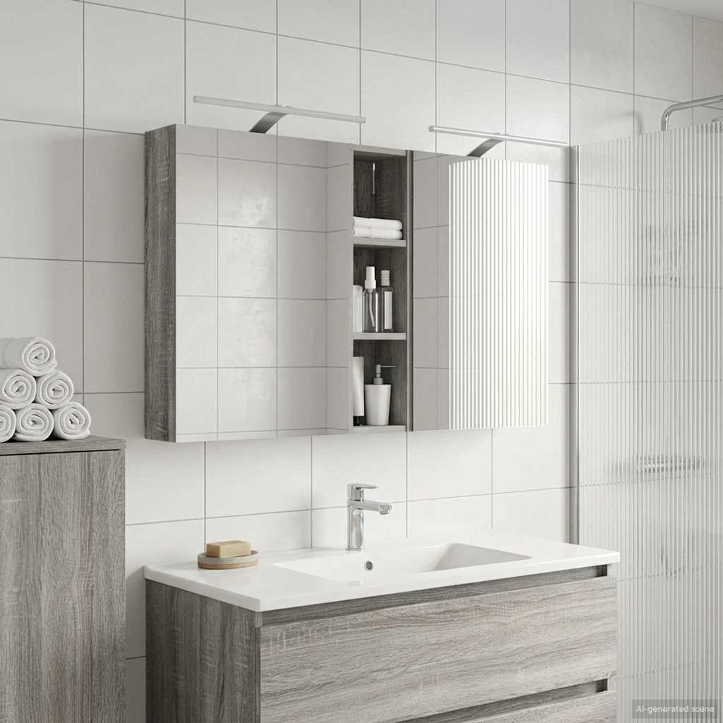 Badrumsskåpsset 3 st 120 x 14,5 x 70 cm Konstruerat trä