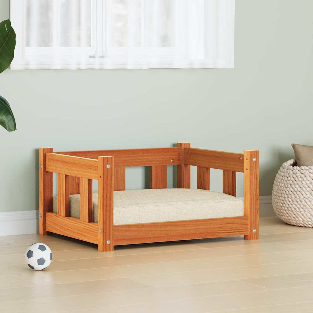 Hundsäng med lagring Vaxbrun 55 x 45 x 28 cm Massiv furu