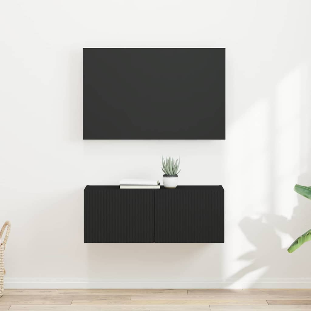 TV Vägghylla 2 pcs Svart 60 x 31 x 29.5 cm Konstruerat trä