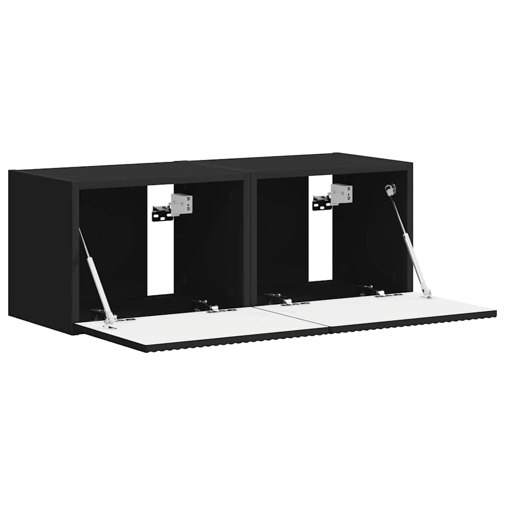 TV Vägghylla 2 pcs Svart 60 x 31 x 29.5 cm Konstruerat trä