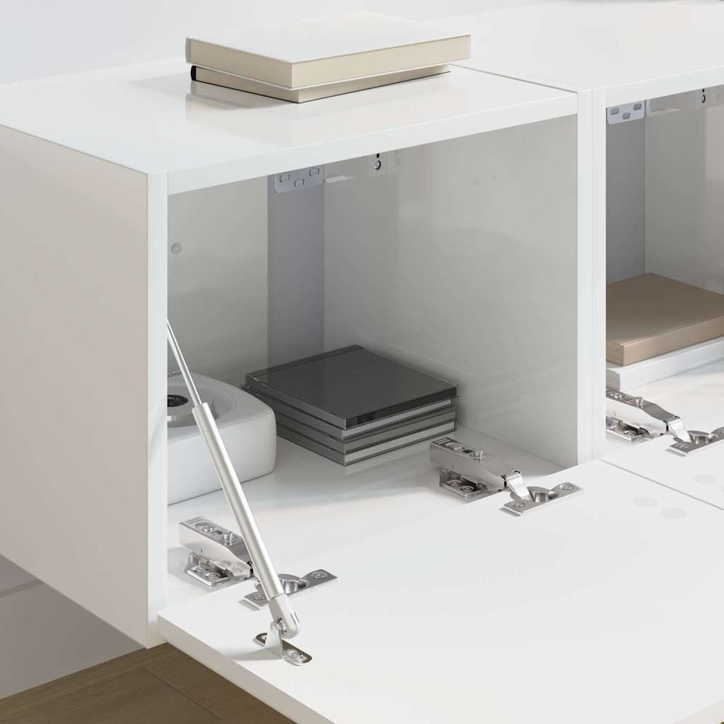 TV Vägghylla Väggmonterad 2 pcs Glansig Vit 60 x 31 x 29.5 cm