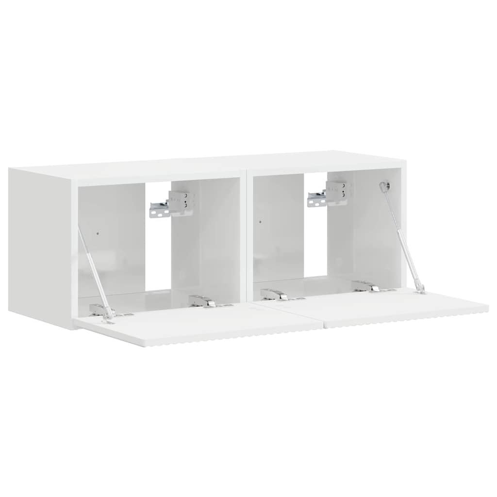TV Vägghylla Väggmonterad 2 pcs Glansig Vit 60 x 31 x 29.5 cm