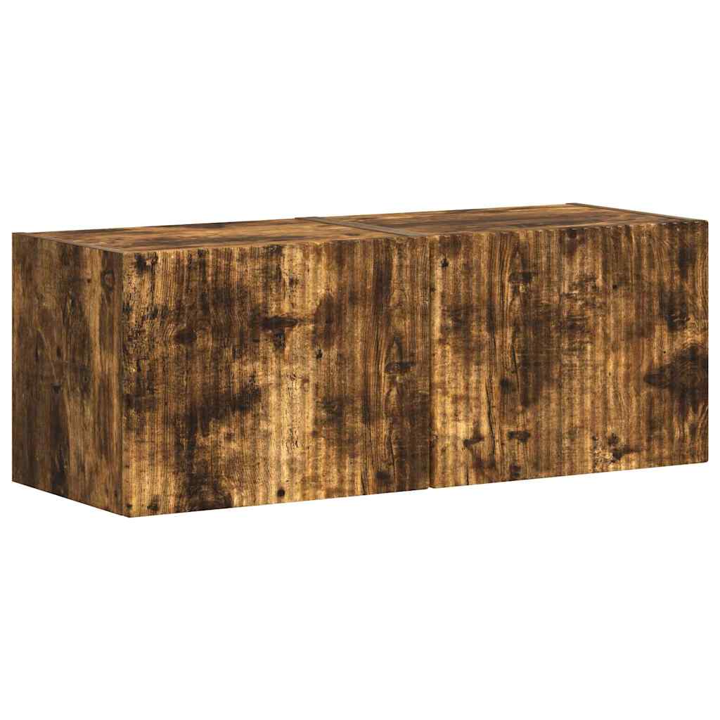 TV Vägghylla 2 pcs Rökt ek 60 x 31 x 29.5 cm Konstruerat trä