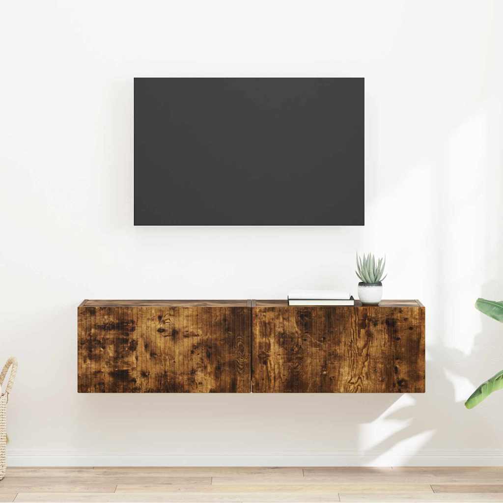 TV Vägghylla 2 pcs Rökt ek 60 x 31 x 29.5 cm Konstruerat trä