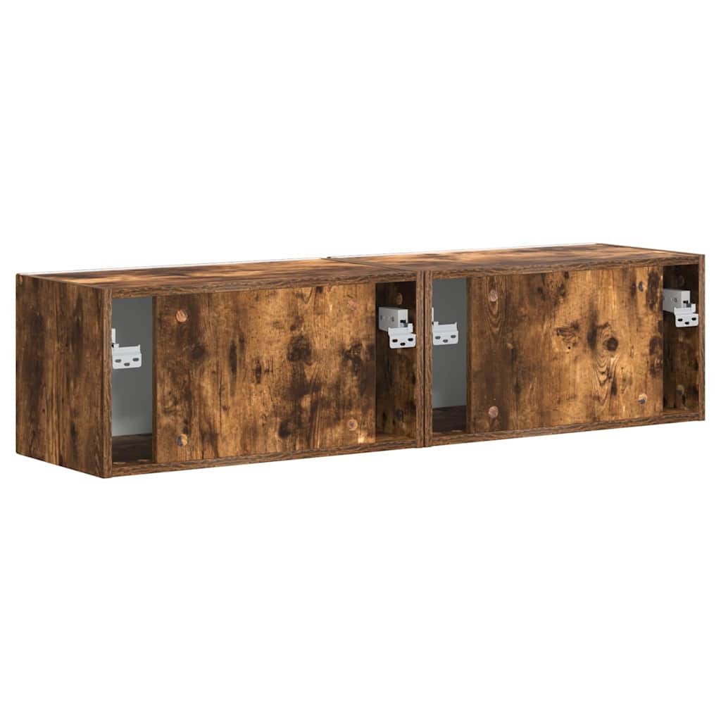 TV Vägghylla 2 pcs Rökt ek 60 x 31 x 29.5 cm Konstruerat trä