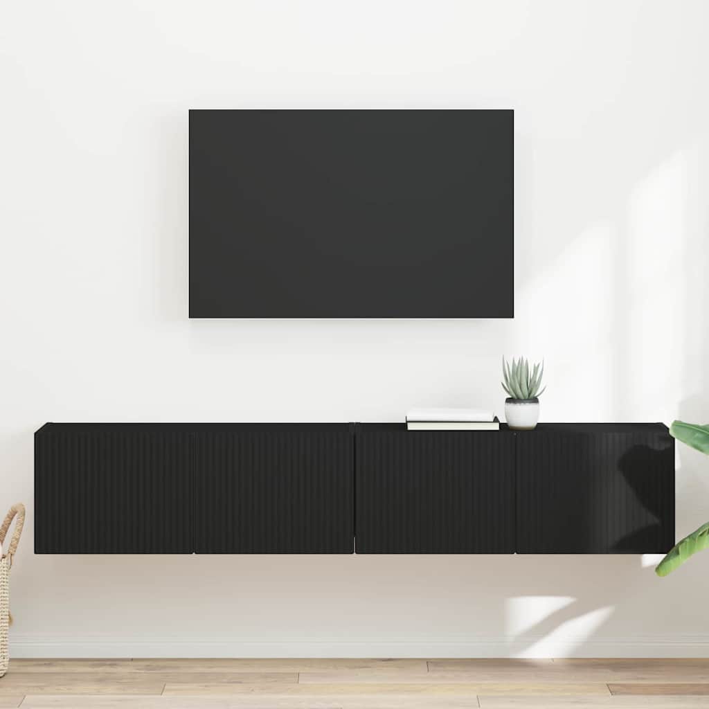 TV Vägghylla 2 pcs Svart 60 x 31 x 29.5 cm Konstruerat trä
