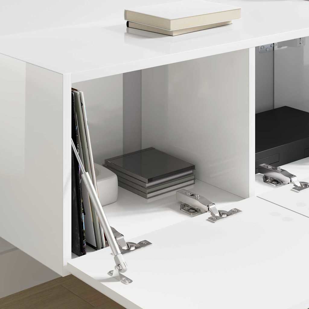 TV Vägghylla Glansig Vit 60 x 31 x 29.5 cm Konstruerat trä