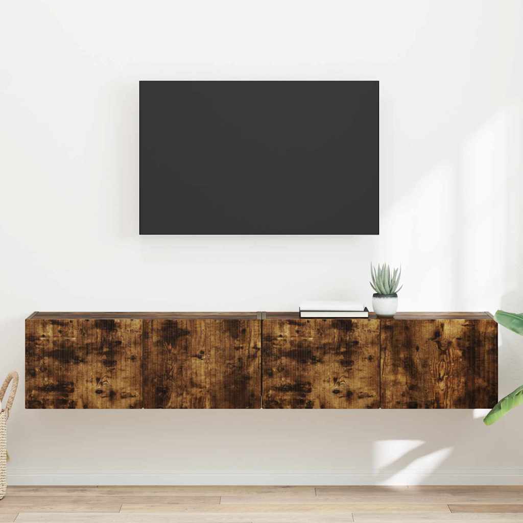 TV Vägghylla 2 pcs Rökt ek 60 x 31 x 29.5 cm Konstruerat trä