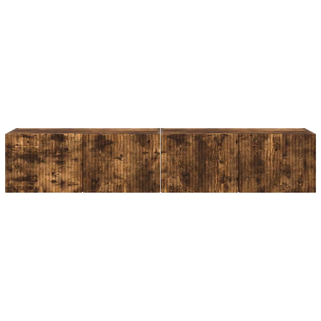 TV Vägghylla 2 pcs Rökt ek 60 x 31 x 29.5 cm Konstruerat trä