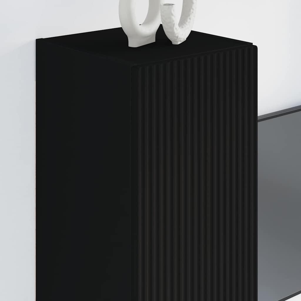 TV Vägghylla 2 pcs Svart 30 x 31 x 80 cm Konstruerat trä