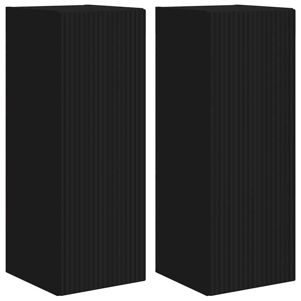 TV Vägghylla 2 pcs Svart 30 x 31 x 80 cm Konstruerat trä