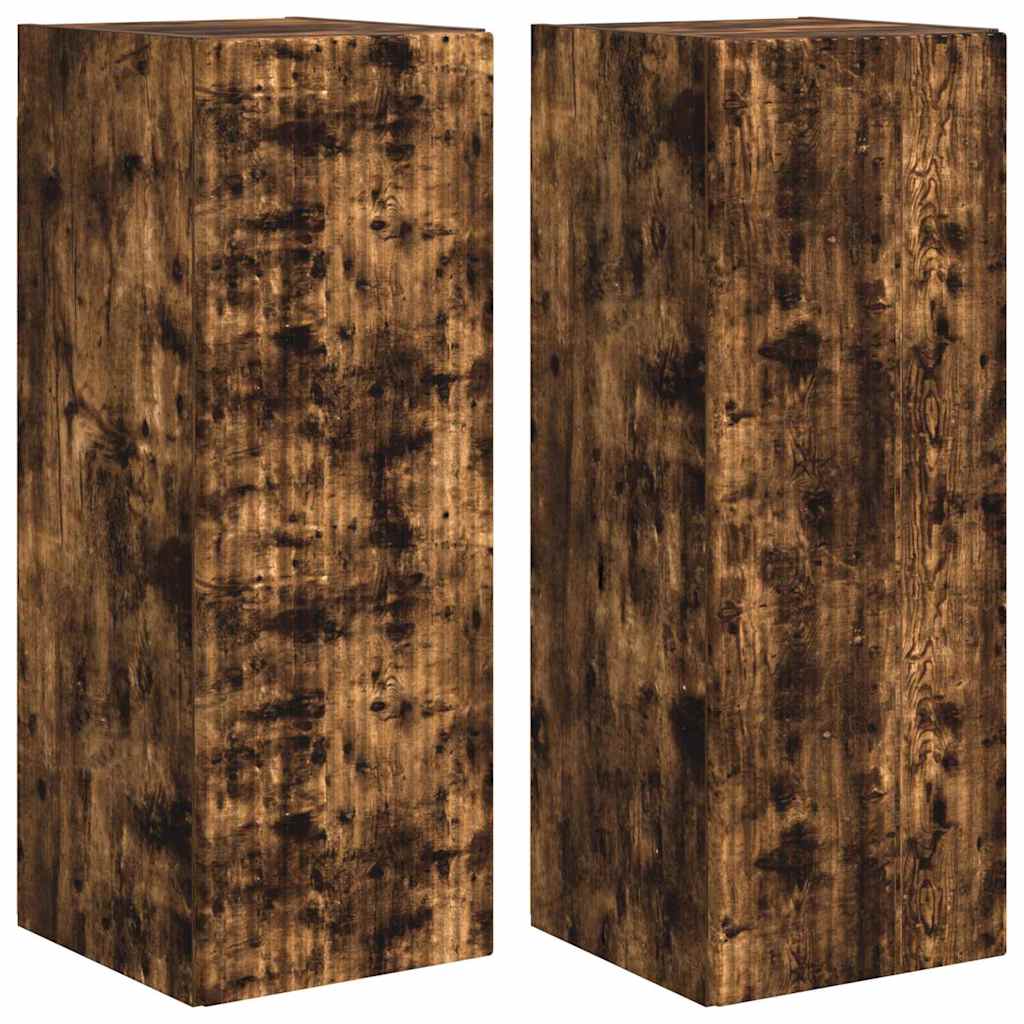 TV Vägghylla 2 pcs Rökt ek 30 x 31 x 80 cm Konstruerat trä