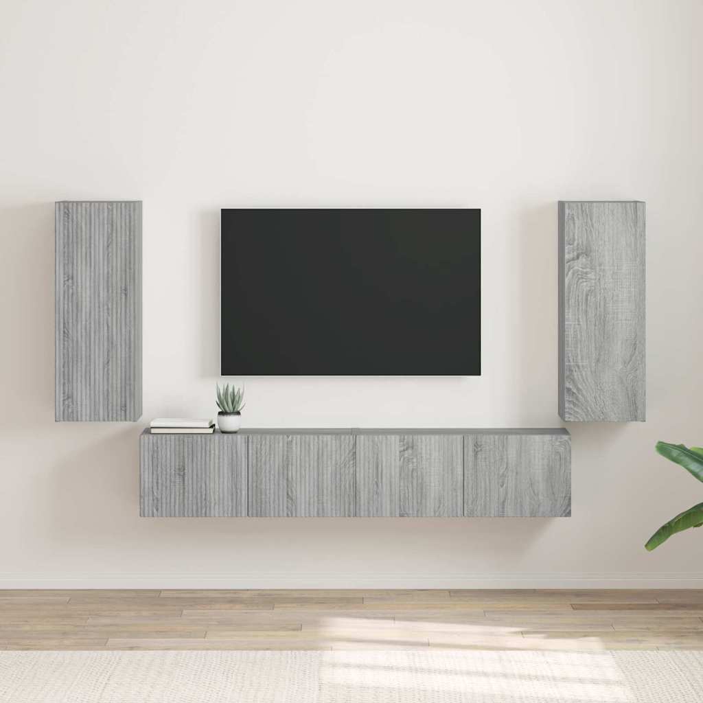 TV Vägghylla 2 pcs Grå Sonoma 30 x 31 x 80 cm Konstruerat trä
