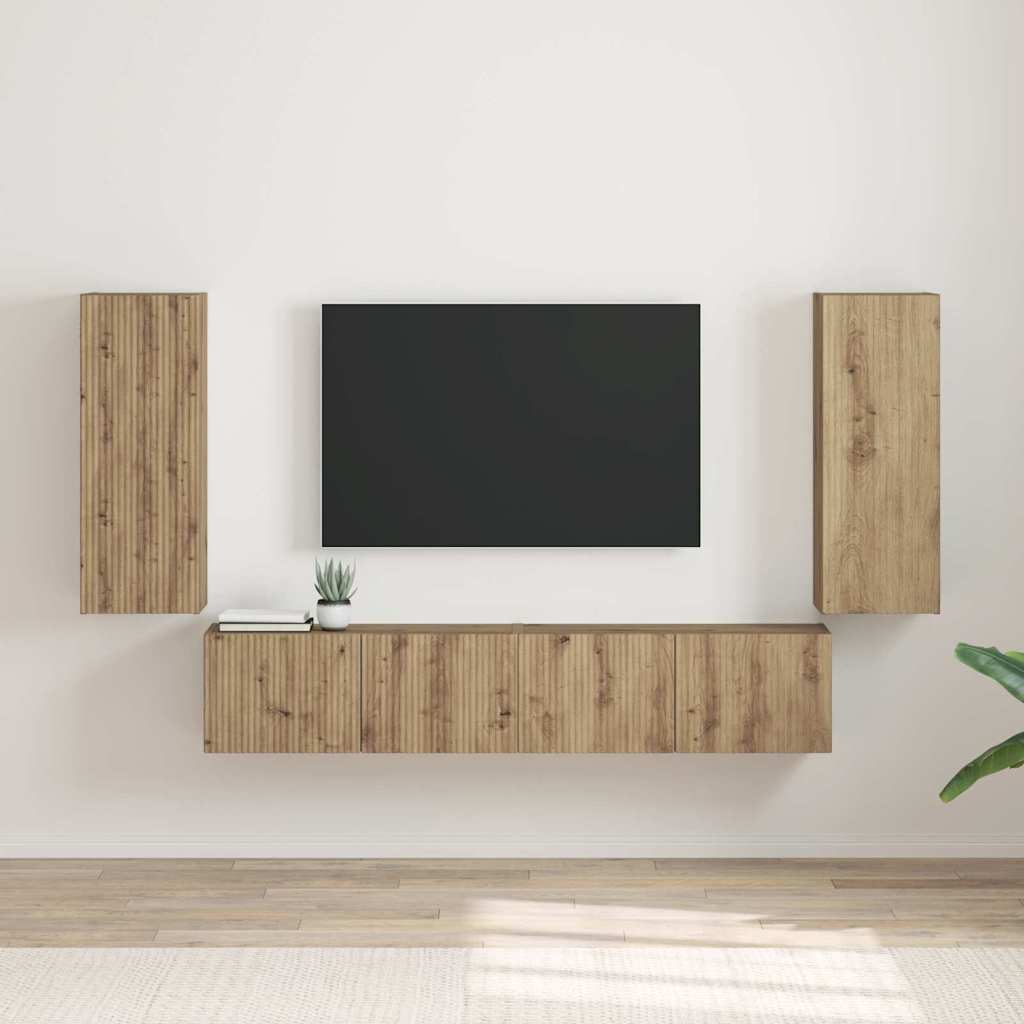 TV Vägghylla 2 pcs Artisan Ek 30 x 31 x 80 cm Konstruerat trä