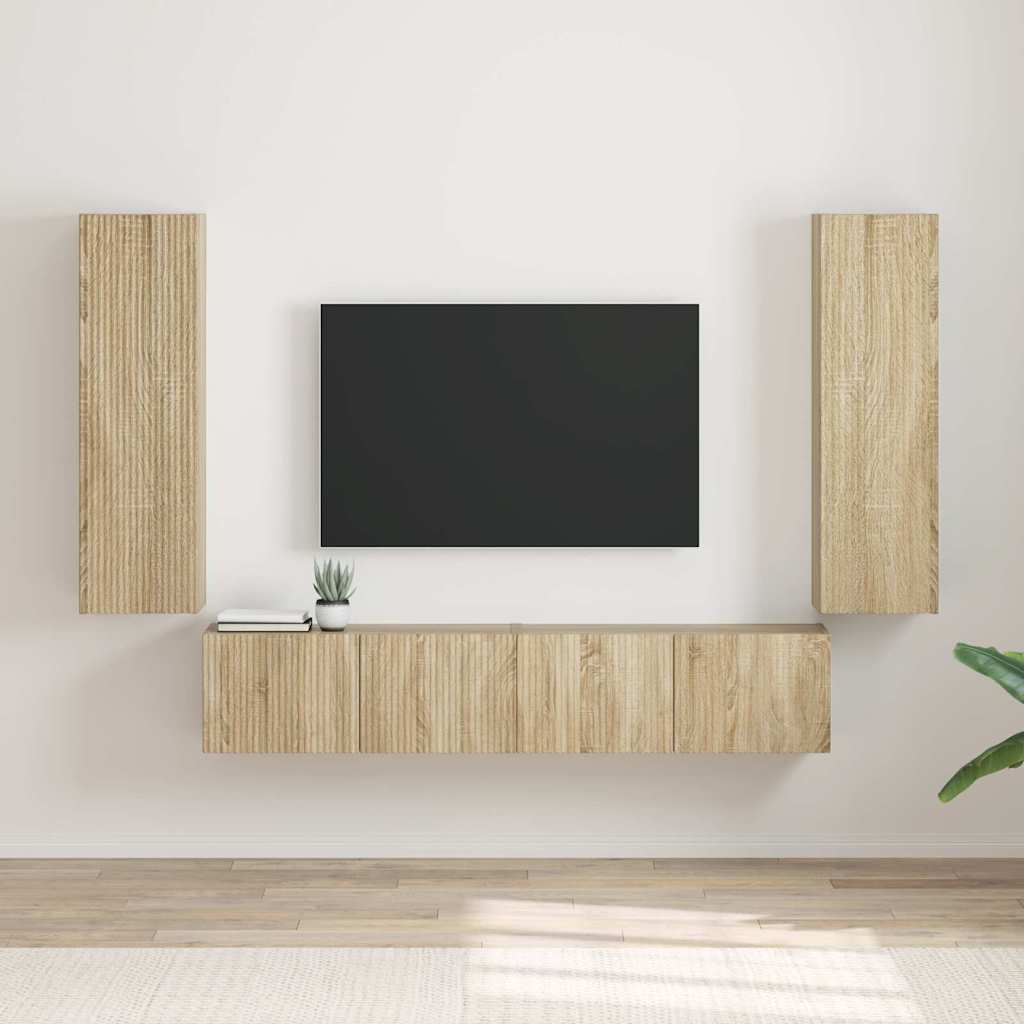 TV Vägghylla 2 pcs Sonoma 30 x 31 x 100 cm Konstruerat trä