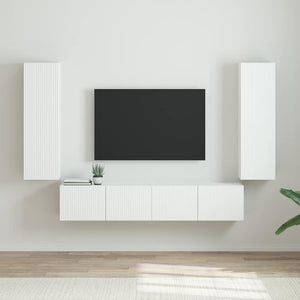 TV Vägghylla 2 pcs Glansig Vit 30 x 31 x 100 cm Konstruerat trä