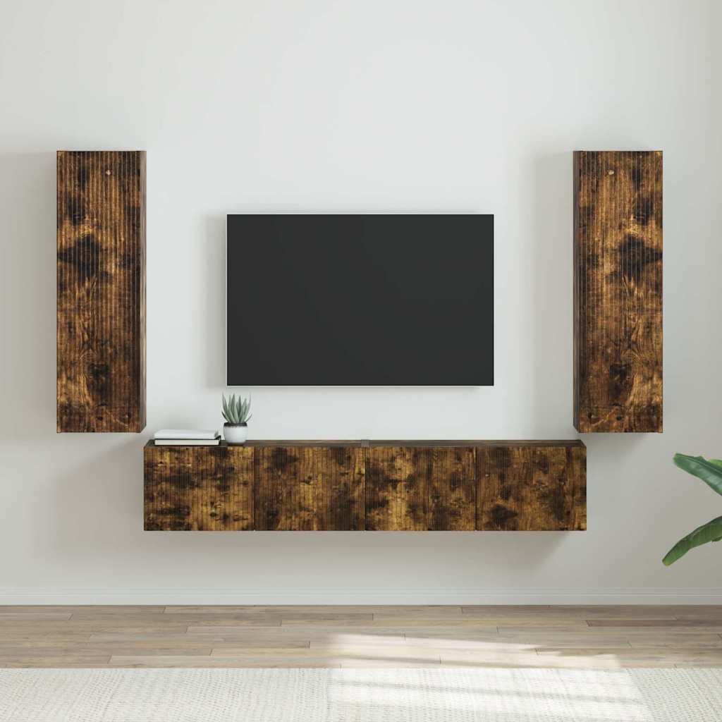 TV Vägghylla 2 pcs Rökt ek 30 x 31 x 100 cm Konstruerat trä