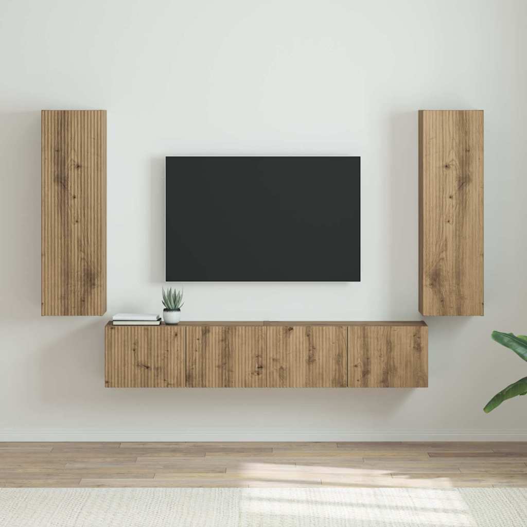 TV Vägghylla 2 pcs Artisan Ek 30 x 31 x 100 cm Konstruerat trä