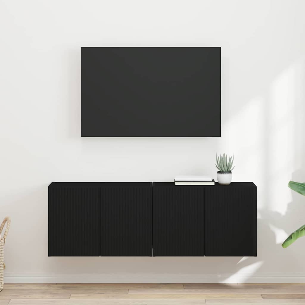 TV Vägghylla 2 pcs Svart 59,5 x 31 x 40 cm Konstruerat trä