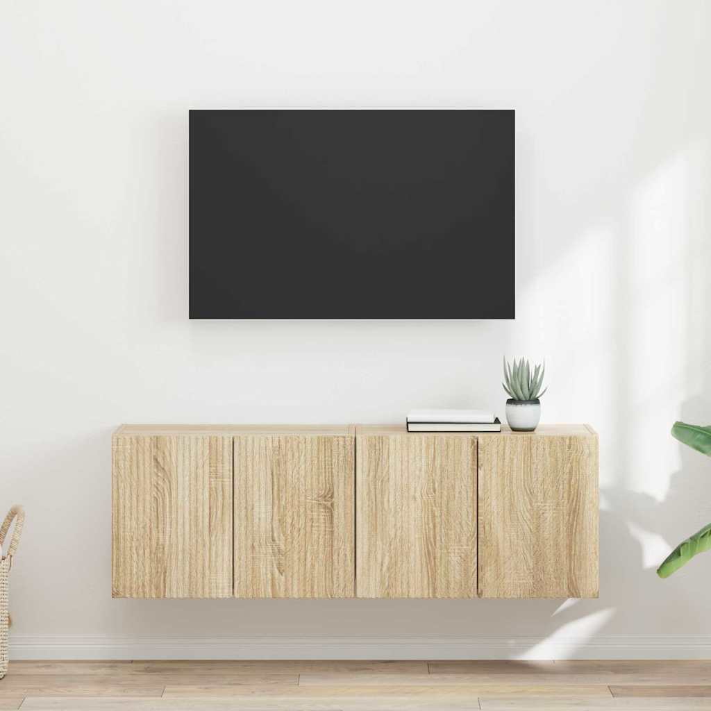 TV Vägghylla 2 pcs Sonoma-ek 59,5 x 31 x 40 cm Konstruerat trä